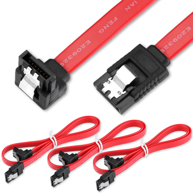3 Pack SATA Cable III 6Gbps with Latch Right Ange / Straight for SATA HDD,SSD CA