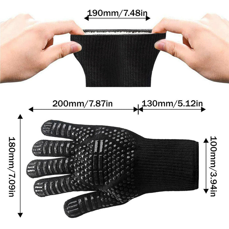 BBQ Gloves, Extreme Heat Resistant Gloves - Up to 1472 ℉/ 800 ℃, Non Slip, Safe