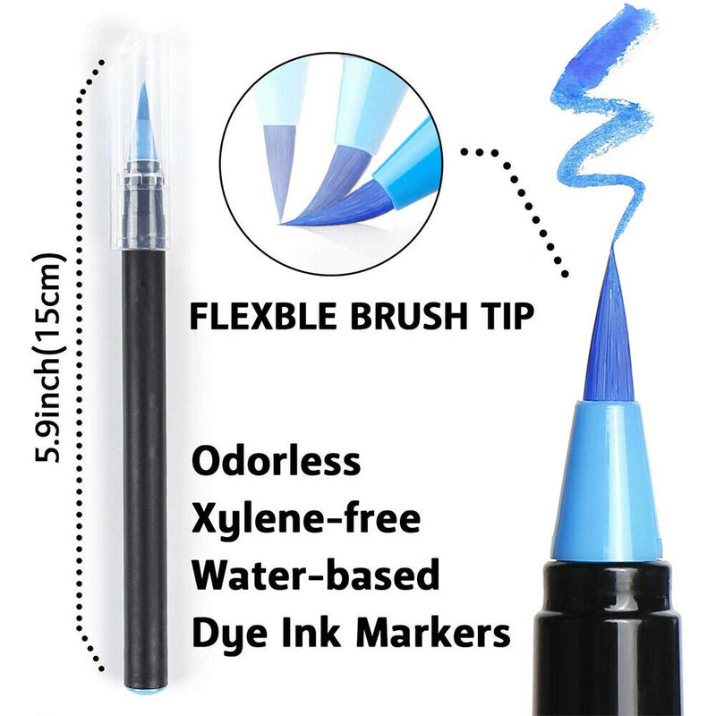24 Colors Watercolor Brush Pens Nontoxic for Drawing Calligraphy Coloring, CA
