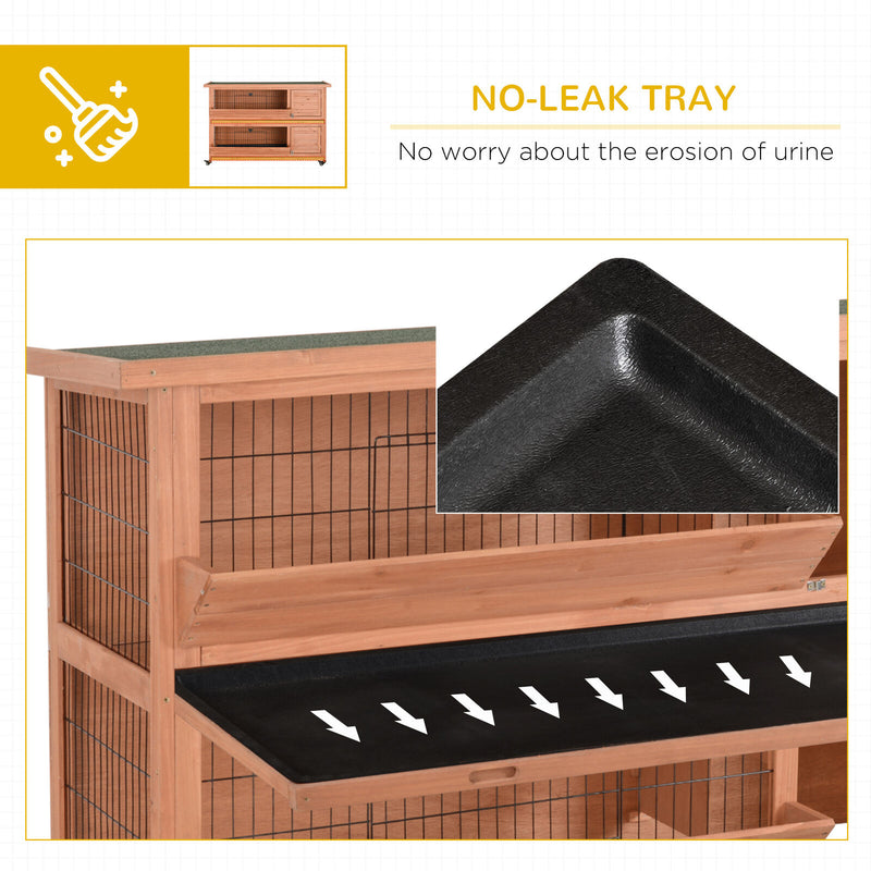 Outdoor Rabbit Hutch with Wheels, Quick on-the-Go Feeding, Wooden Rabbit Cage 196393256855