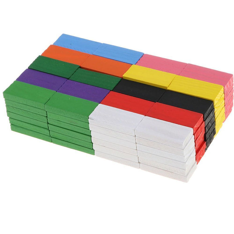120Pcs Kids Wooden Coloured Tiles Dominoes Set Toy Blocks Arts Crafts Fun Gam CA