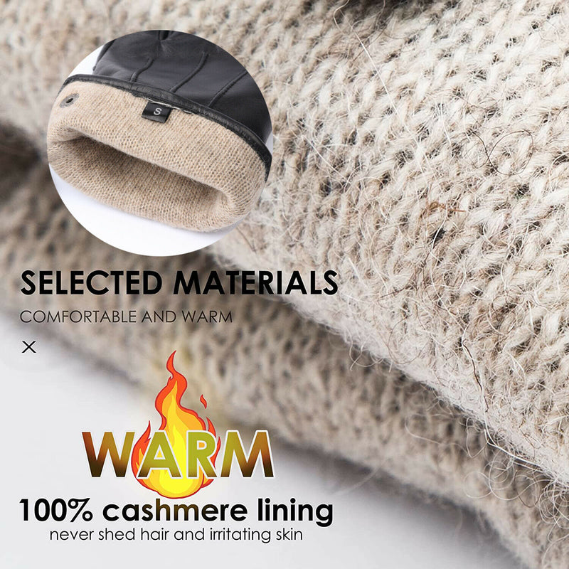 Mens Sheepskin Leather Warm Cashmere Lined Dress Luxury Vintage Gloves - CA