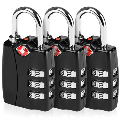 TSA Luggage Locks - 3 Digit Combination Steel Padlocks for Suitcases & Baggage