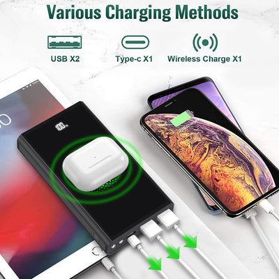 15W Qi Fast Charge 10000 mAh Power Bank with Type-C In / Output and LCD Display