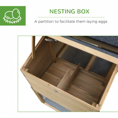 PawHut 69&quot; Chicken Coop, Includes Connecting Ramp and an Easy-Clean Tray Natural 842525157551