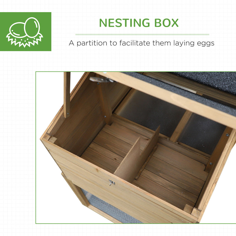 PawHut 69&quot; Chicken Coop, Includes Connecting Ramp and an Easy-Clean Tray Natural 842525157551