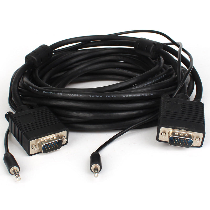 SVGA + Audio Monitor Cable, Male to Male 1080P Super VGA Display Cord for PC TV