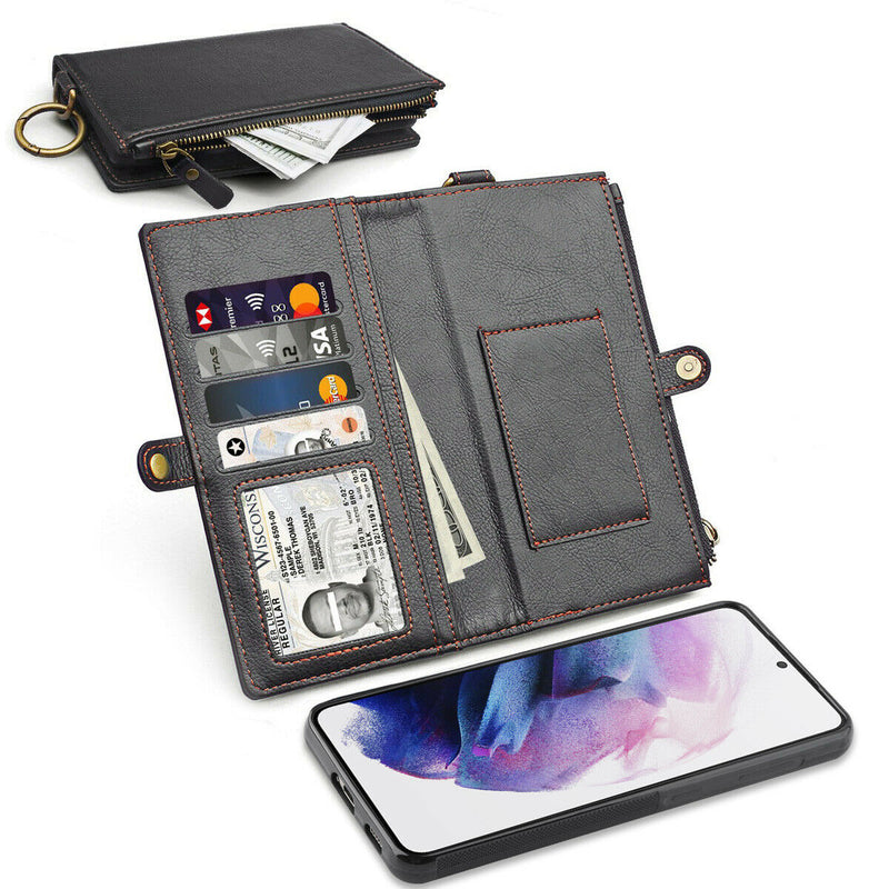 Samsung Galaxy S21 6.2inch [2 in 1 Detachable] Leather Wallet Case w/Card Slots