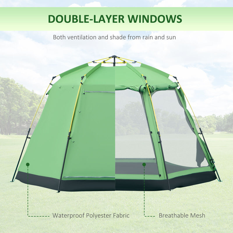 6 Person Camping Tent Pop-up Design with 4 Windows 2 Doors Portable Carry Bag