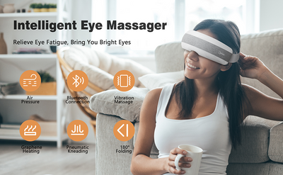 Wireless Eye Care Massager Vibration Heat Compression USB Rechargeable 1200MAH
