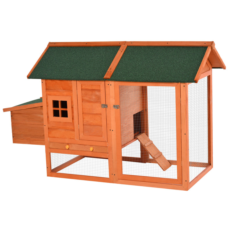 Wooden Chicken Enclosure Small Animal Habitat with Asphalt Roof Removable Tray 842525180214
