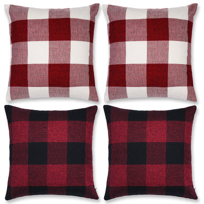 Set of 2 Cotton Linen Classic Red&Black Check Buffalo Plaids Throw Pillow Cases