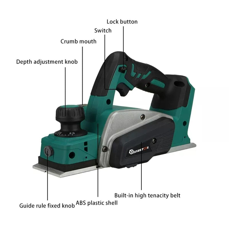 15000rpm Electric 82MM Planer Hand Woodworking Wood Cutting Tool Machine US