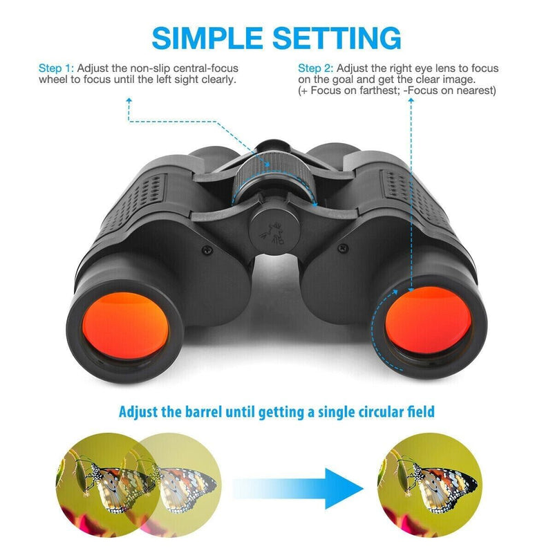 60X60 Zoom Binoculars Day/Night Vision Travel Outdoor HD Hunting Telescope CA