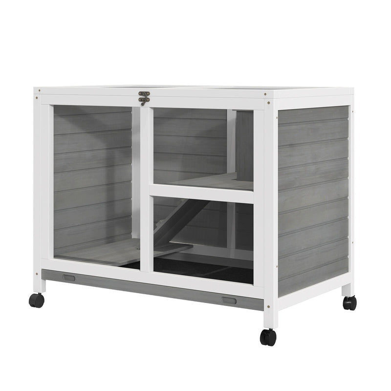 Indoor Critter Cage Rabbit Hutch W/ Ramp Small Animals