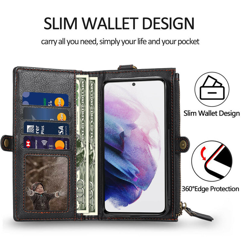 Samsung Galaxy S21 6.2inch [2 in 1 Detachable] Leather Wallet Case w/Card Slots