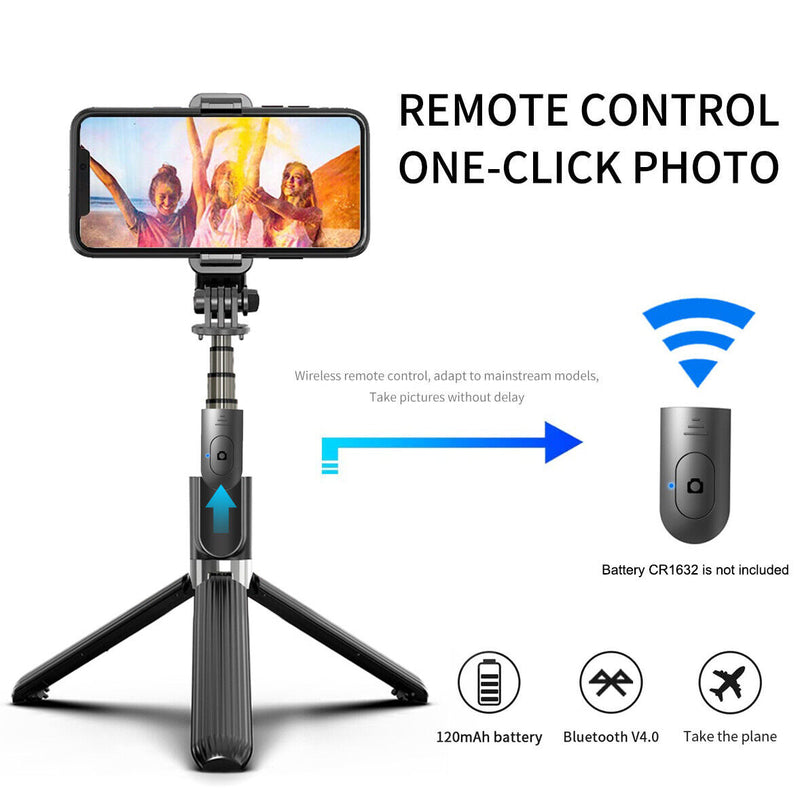 All-in-One Design Aluminum 32" Extendable Selfie Stick Tripod w/ Wireless Remote