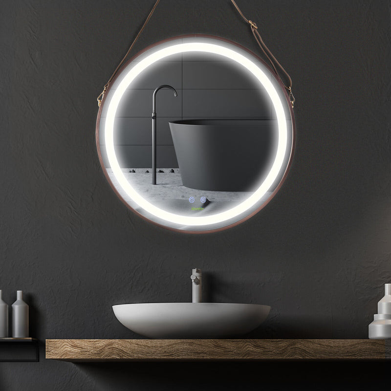 kleankin Modern LED Bathroom Mirror, Dimmable Vanity Mirror w/ Anti-fog Bedroom