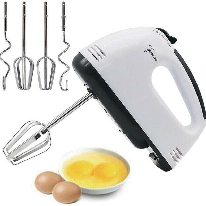 7 Speed Electric Hand Held Mixer Electronic Handheld Whisk Food Blender Egg Cake