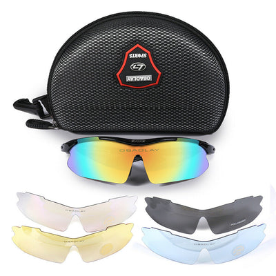 Sports Glasses with 5 Interchangeable HD Lenses-Anti Explosion,Scratch Resistant