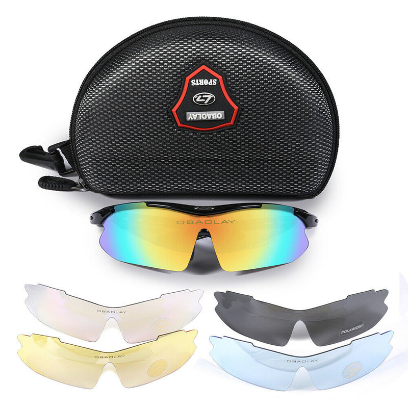 Sports Glasses with 5 Interchangeable HD Lenses-Anti Explosion,Scratch Resistant