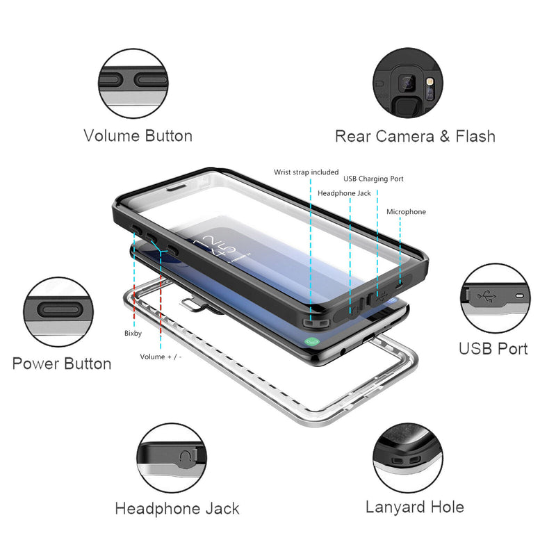 For Samsung Galaxy S8 S9 S10 Underwater Shockproof Dirtproof Full Sealed Case-CA