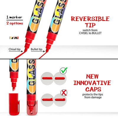 Liquid Chalk Markers - Non Toxic Extra Gold & Silver Included for Glass, Windows