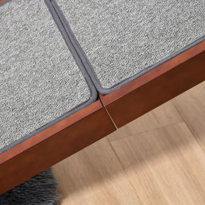 Pet Ramp Bed Steps for Dogs Cats with Non-slip Carpet Top Platform Brown Grey