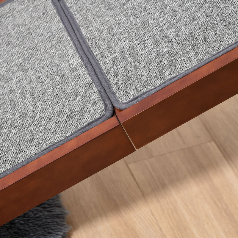 Pet Ramp Bed Steps for Dogs Cats with Non-slip Carpet Top Platform Brown Grey