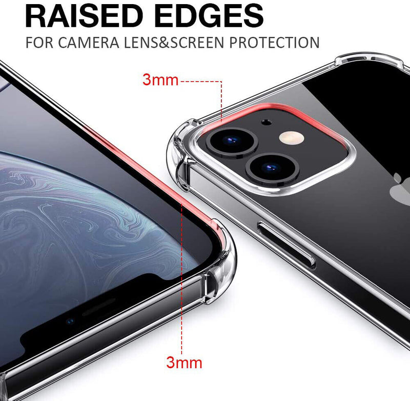 iPhone 12 Mini Shockproof Clear Case & Anti Blue Light Glass & Camera Lens Glass