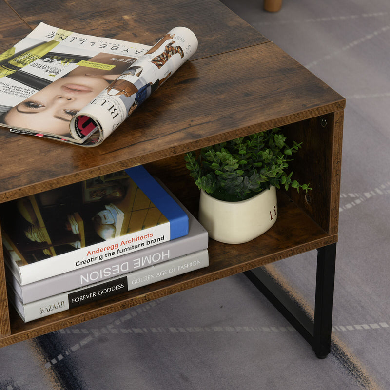 HOMCOM Foldable  Lift Top Coffee Table Convertible Furniture with 2 Storage