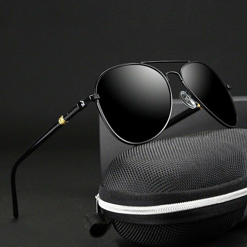 Unisex Photochromic Polarized Aviator Sunglasses with Case for Driving/Cycling
