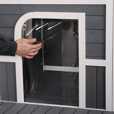 Wooden Large Dog House, Perfect for the Porch or Deck, 59&quot; L, Grey 842525145374