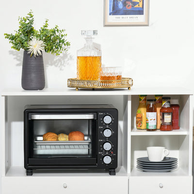 Compact Kitchen Pantry Buffet Server Hutch Microwave Cabinet with Drawer