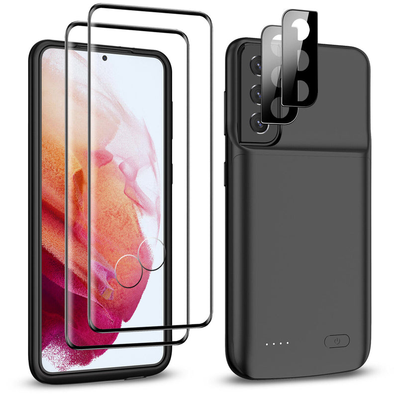 Battery Case + 2x Screen Protector + 2x Lens Protector for Galaxy S21 S21+ S21U
