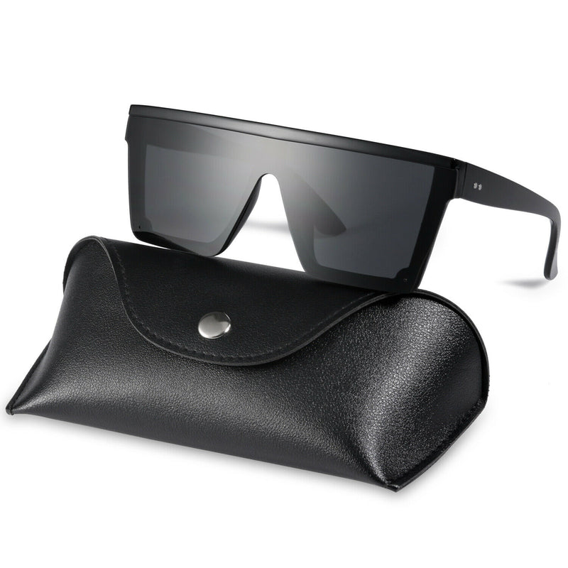 UV400 Flat Top oversized Shield Sunglasses / Trending Big Square Celeb Retro CA