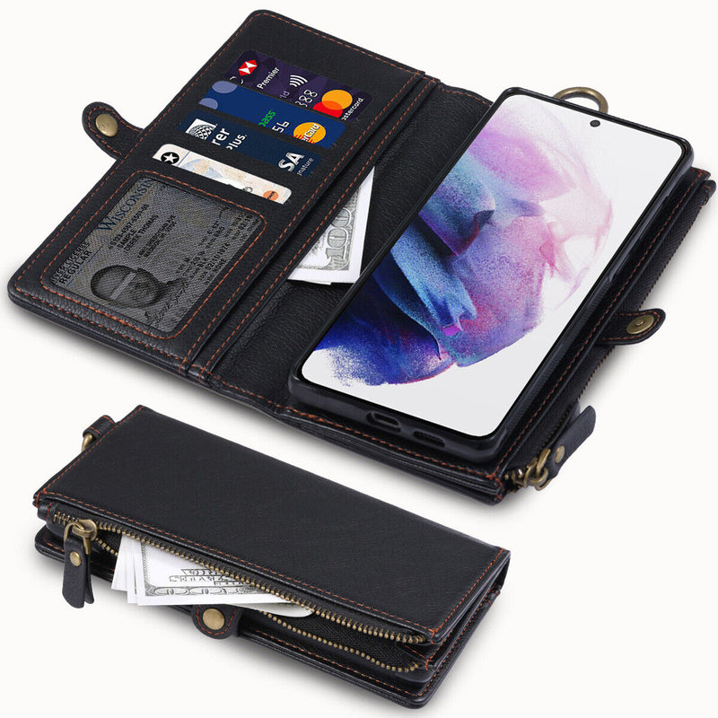 Samsung Galaxy S21 6.2inch [2 in 1 Detachable] Leather Wallet Case w/Card Slots