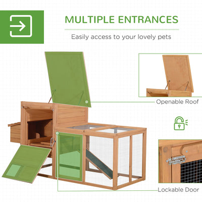PawHut 75&apos;&apos; Wooden Poultry Chicken Coop Hen House  with Egg Box Backyard Run 799932993831