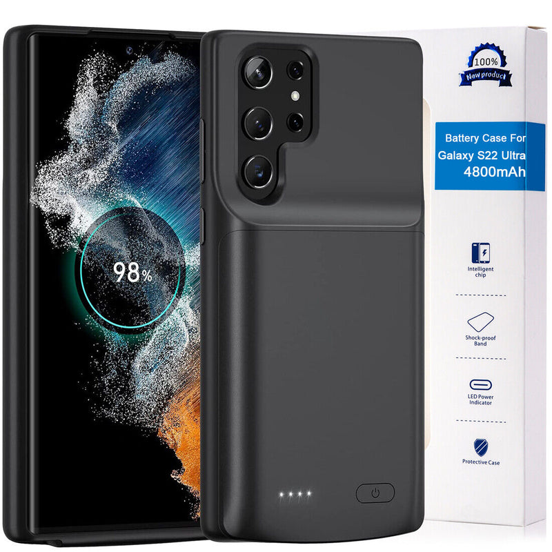 4800mAh Extended Battery Charger Protective Case for Galaxy S22 Ultra 5G 6.8inch