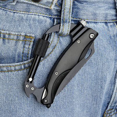 Survival Camping EDC Multi-Tool Gear Carabiner Keychain Key Holder Screwdriver