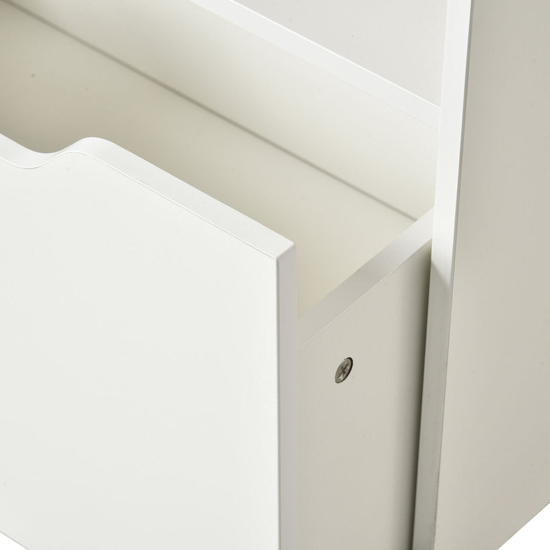 Kids Storage Bookcase Stand w/ Display Shelves &amp; Drawer for Toys &amp; Books, White