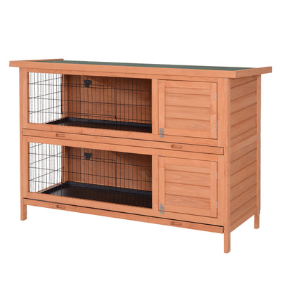 Bunny Hutch with Dividers Asphalt Roof for Small Animals and Outdoors, Orange