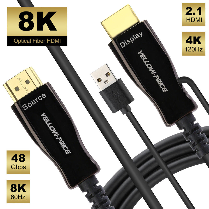 8K@120Hz Fiber Optic HDMI Cable-48Gbps Dynamic HDR4:4:4 3D eARC-15 25 30 50 66ft