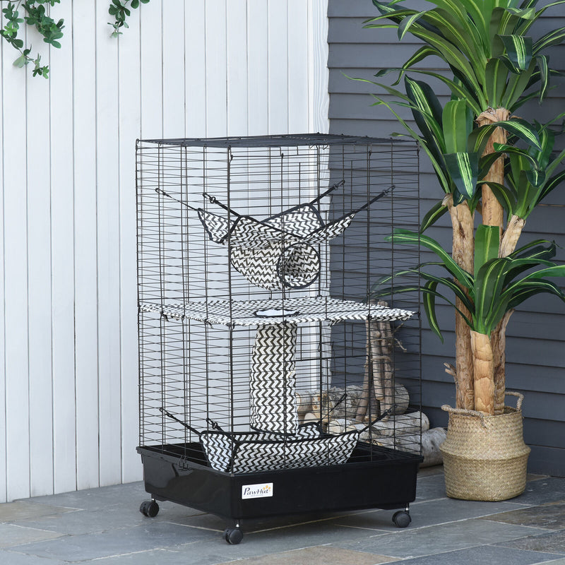 Small Animal Habitat Pet Play House for Ferret w/ Wheels Hammocks Tunnels