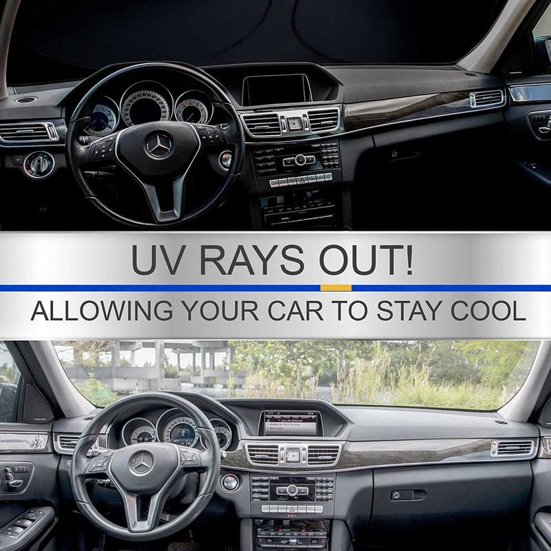 [2-Pack] Car Windshield Sun Shade Blocks UV Light Sun Rays (Classic 59x31 in) CA