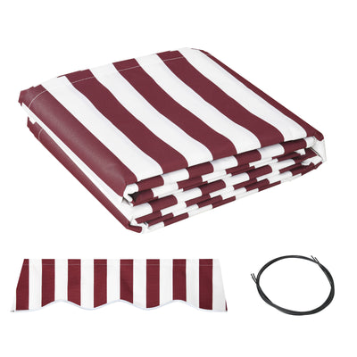 11&apos; x 10&apos; Retractable Awning Fabric Replacement UV Protection Canopy Red &amp; White