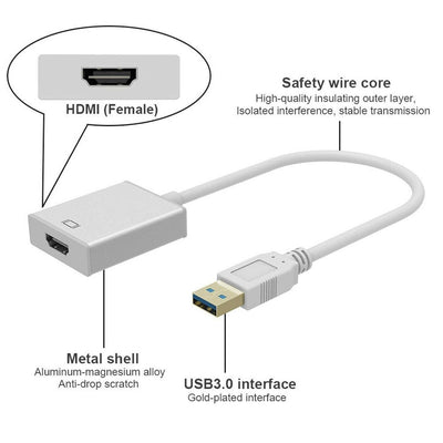 Converter USB 3.0 to HDMI Display Graphic Adapter For Laptop PC HD 1080P