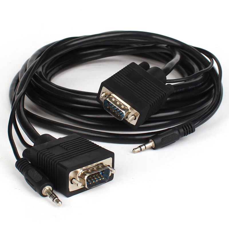 SVGA + Audio Monitor Cable, Male to Male 1080P Super VGA Display Cord for PC TV