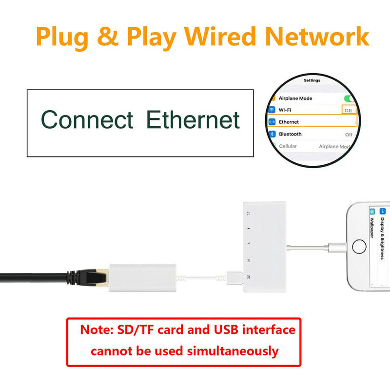 5 in 1 8-Pin to TF SD Card Reader Camera USB OTG Adapter For iPhone iPad iPod CA