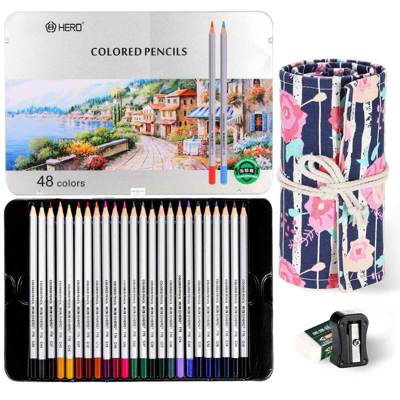 Professional Colored Pencils Set of 48 Color for Drawing Art, Sketching, Shading